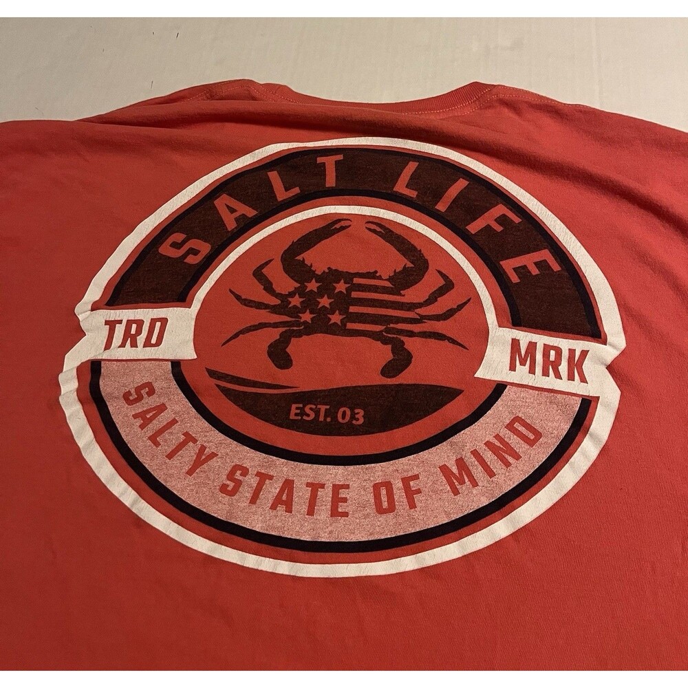 Salt Life Live Salty Crab Fishing Salmon Short Sleeve T-Shirt 3XL Big Cotton
